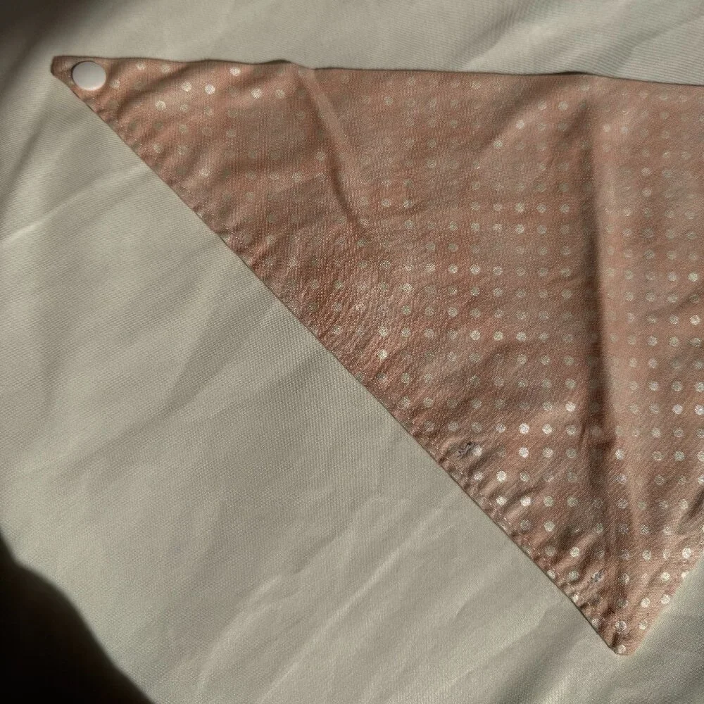 EUC, Canoodle Polka Dot Pattern Dog Bandana, White and Pink, Size M